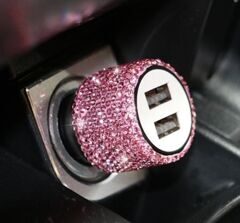 Автомобильное зарядное устройство с двумя usb-портами со стразами